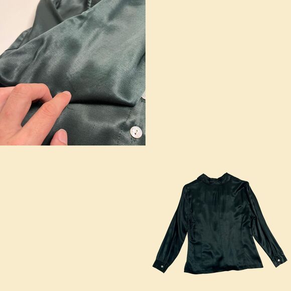 Vintage 70s 2-piece skirt & blouse set, Synari size 12/M floral green maxi skirt - Picture 9 of 10